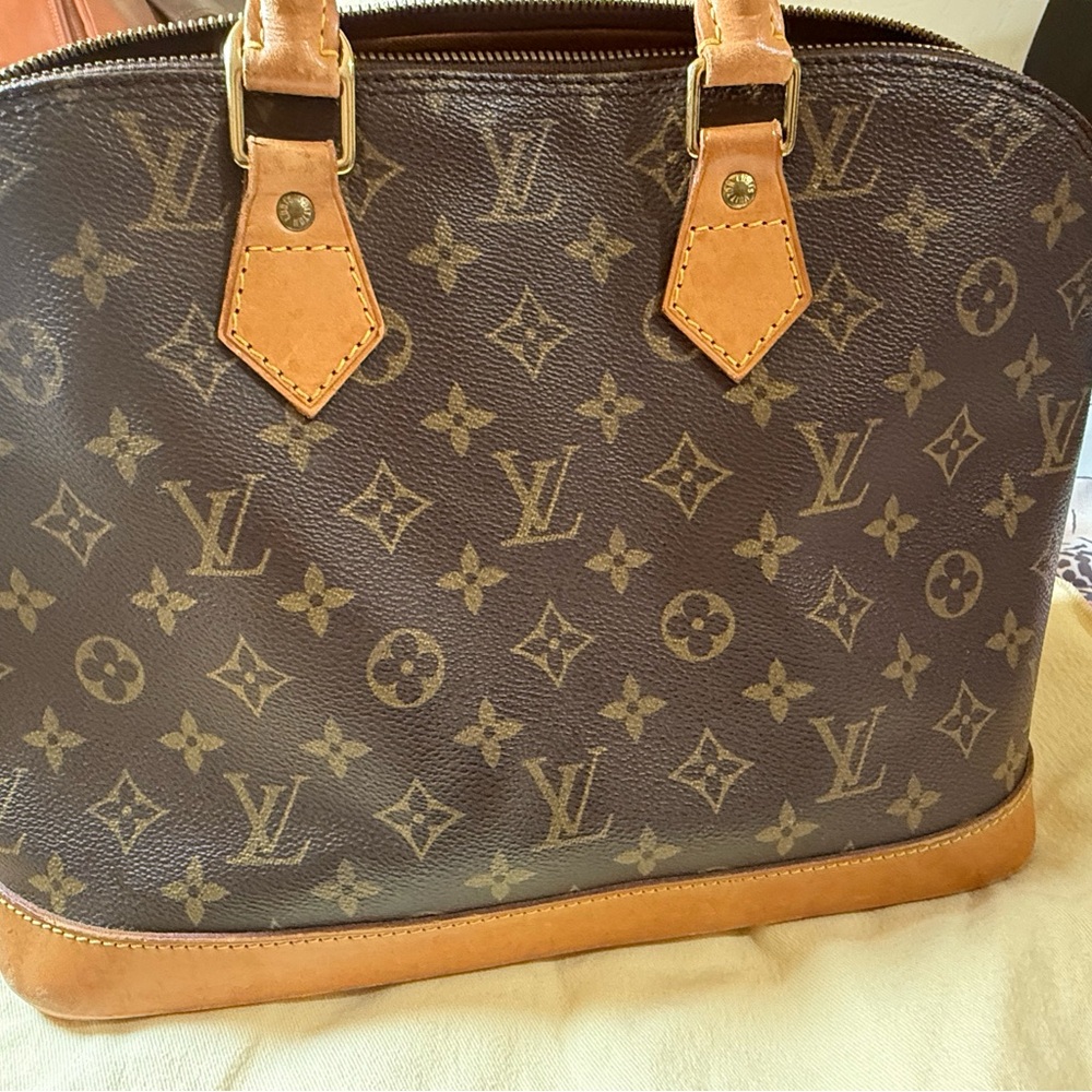 Louis Vuitton Monogram Canvas Bag with Tan Accents Alma